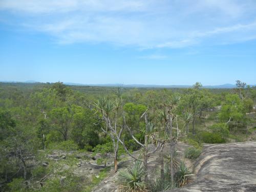 岩場から広がるアウトバックの広大な眺め