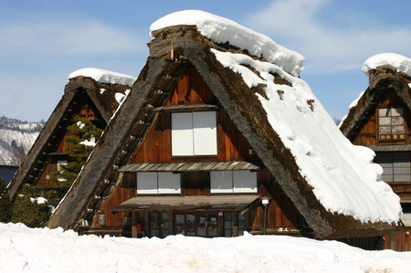 この時季ならではの白川郷ライトアップ1