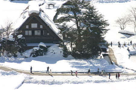 この時季ならではの白川郷ライトアップ５