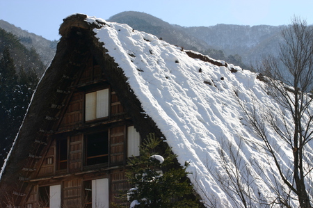この時季ならではの白川郷ライトアップ８