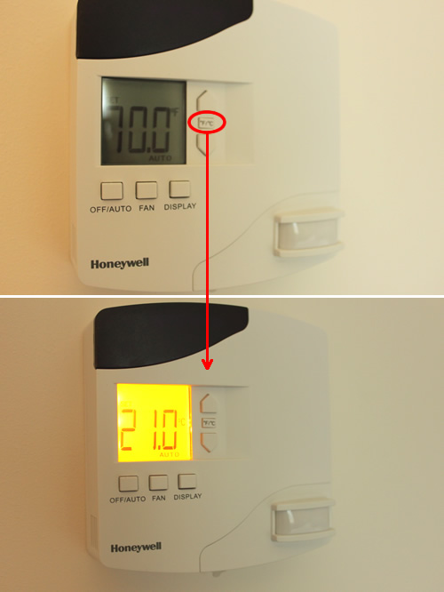 温度表示は華氏⇔摂氏切り替え可能