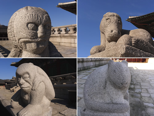 勤政殿の周囲の欄干にいた干支の動物たち