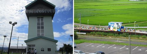 弥生の里展望所と田んぼアート駅