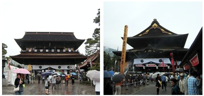 善光寺の山門と本堂