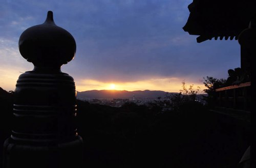 清水の舞台からの夕日