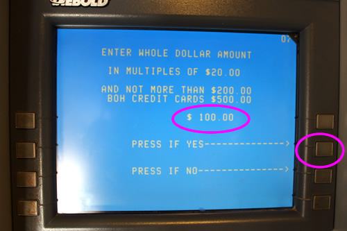 金額確認後YESボタンを押します