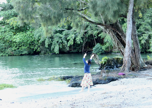 近づいてみると…フラの練習中でした