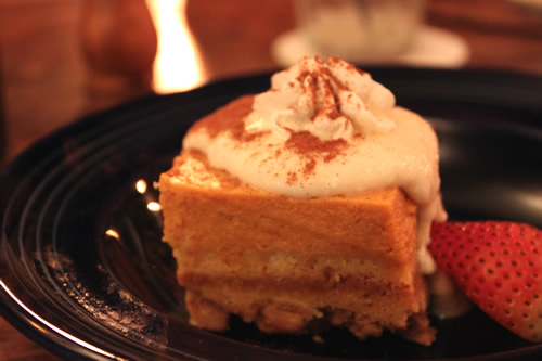 感謝祭コースのかぼちゃのケーキ