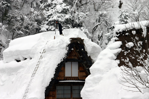 平気で歩いて雪降ろし