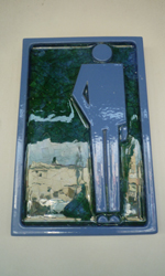 さすが益子駅。トイレの表札まで陶器！