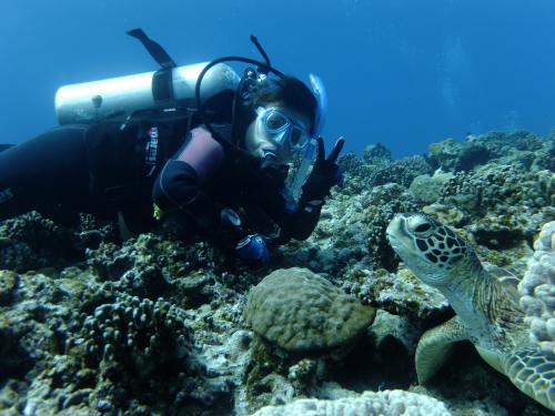 カメと記念撮影！！