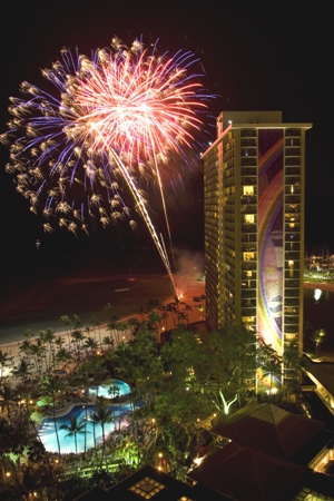 ヒルトン名物の花火