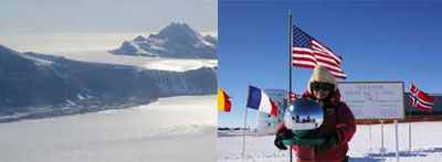 上空からの眺め/南極点記念ポール前