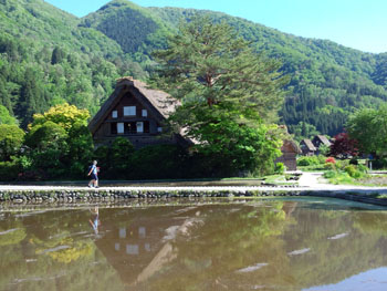 水田に映る逆さ合掌 風景シーズン