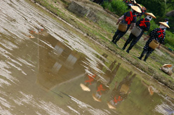 白川郷 田植え祭り 逆さ合掌&早乙女?