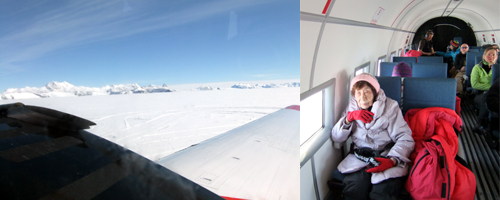 南極点に向かう機内より撮影した風景