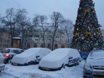 大雪のクリスマスツリー
