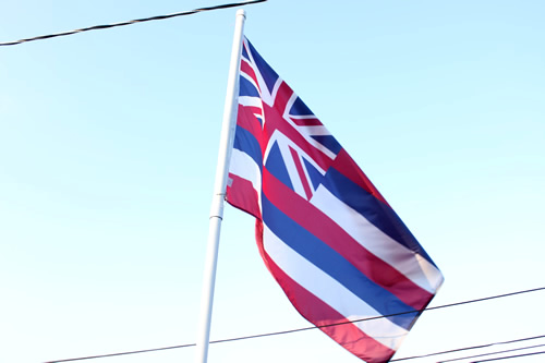 目印はハワイ州の旗