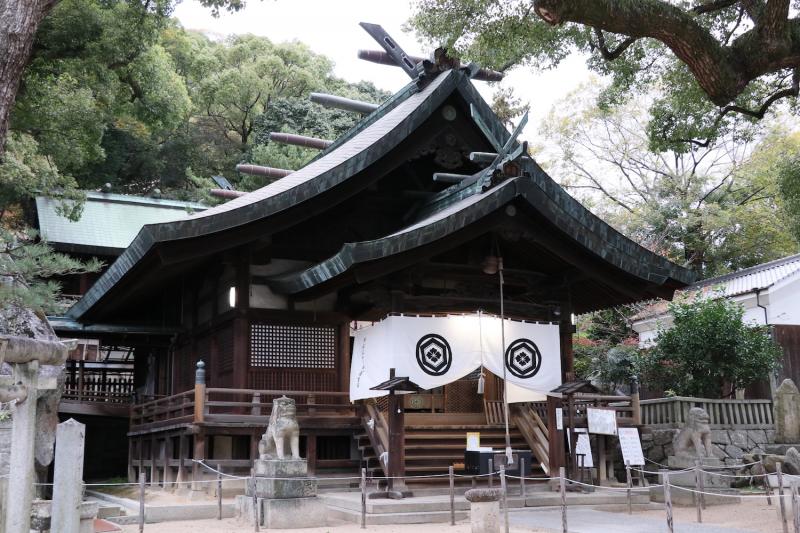 鬱蒼と緑に囲まれた拝殿と本殿は趣あるたたずまい