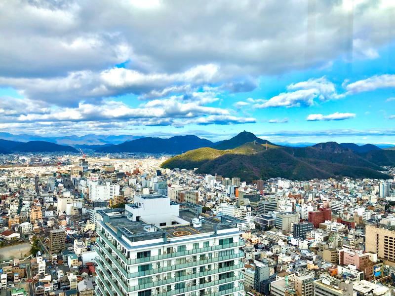 岐阜城の建つ金華山も望めます